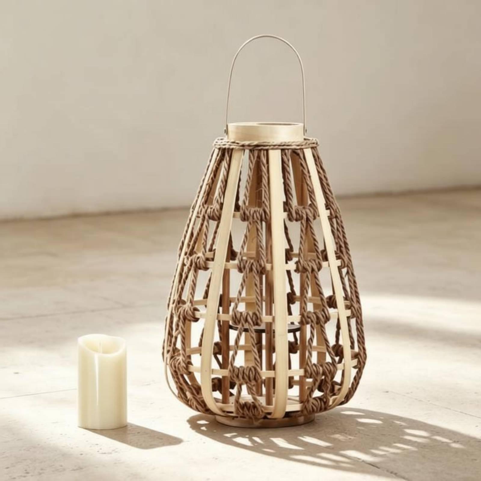 Candle Holder Decor - Naturalny drewniany lampion na świece z