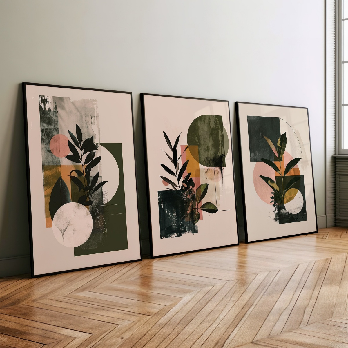 Abstract Canvas Set - 3 szt./zestaw Boho Geometryczne Abstrakcyjne Obrazy