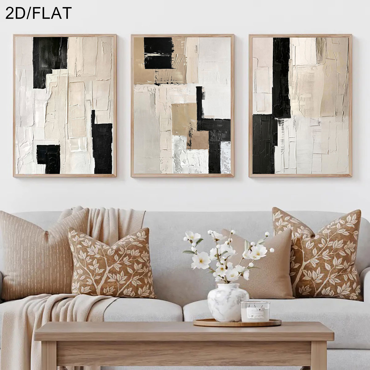 Abstract Canvas Set - 3 sztuki bezramkowych, 3 sztuki/zestaw nowoczesnych